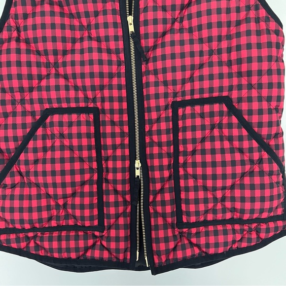 JCREW‎ Factory Quilted Gingham Puffer Vest, Red & Black, M - Picture 4 of 6